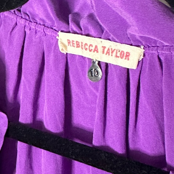 Rebecca Taylor 100% Silk Ruffled Mini Dress Sz 10 - Picture 5 of 6